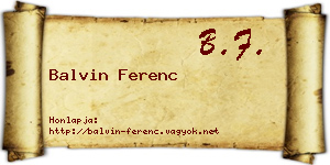 Balvin Ferenc névjegykártya